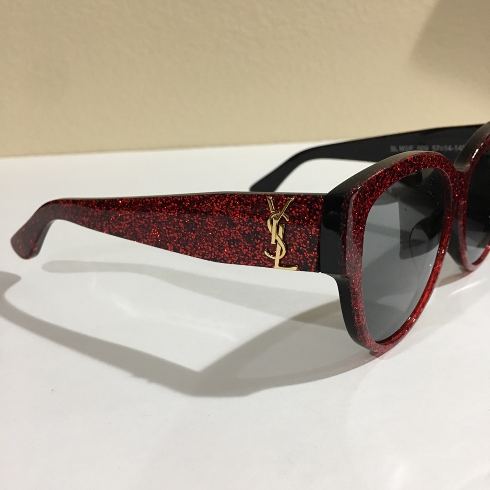 Saint Laurent D Frame Glittered Sunglasses - Picture 3 of 8